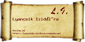 Lyancsik Izidóra névjegykártya